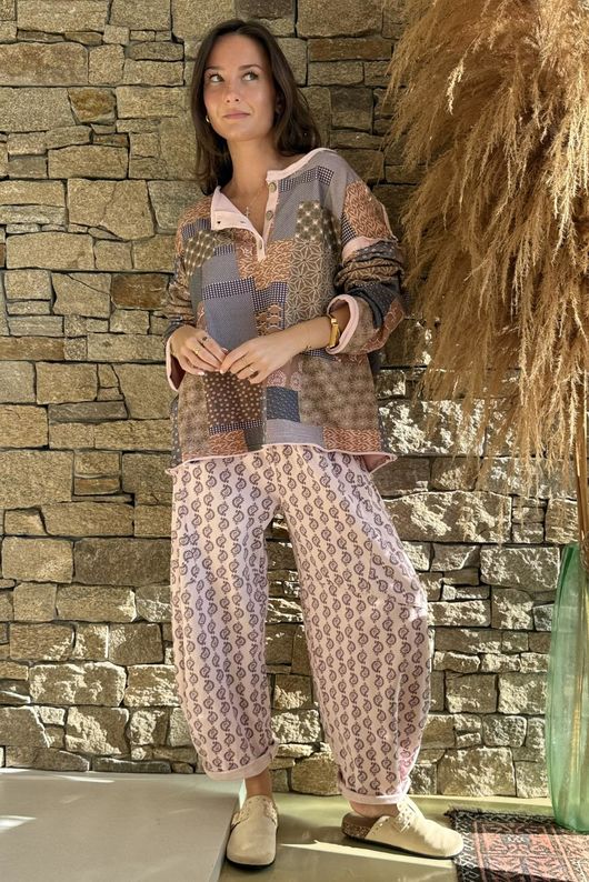 Hippie Shake Patchwork Sweatshirt Candy Rose 
